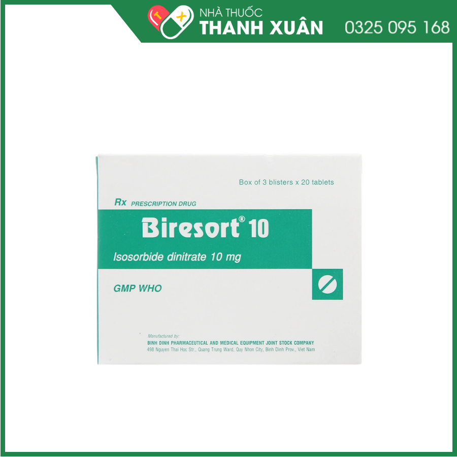 Biresort 10 trị đau thắt ngực, suy tim